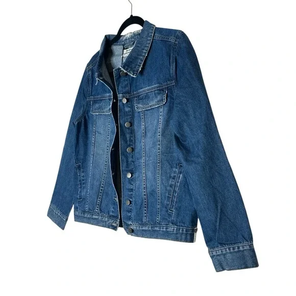 One Teaspoon Denim Jean Jacket Women's Small Blue Distressed Pockets Classic New - Picture 7 of 8